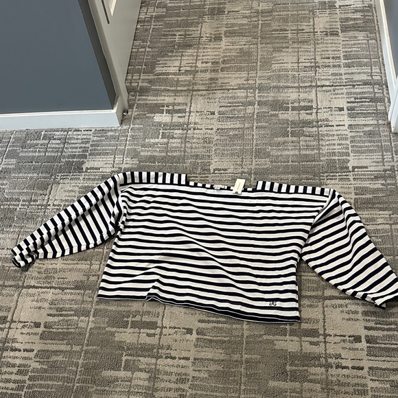 Anthropologie Navy & White Striped Boatneck Sweatshirt - Picture 6 of 6